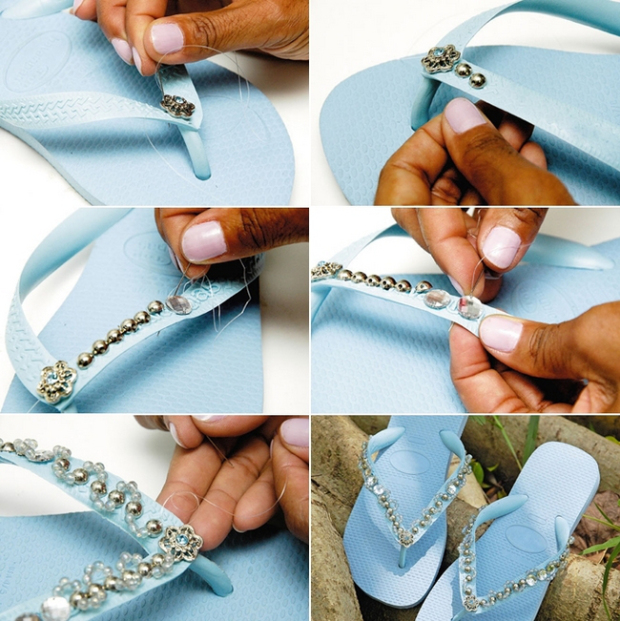 blue-rubber-flip-flops-decorating-beads-rhinestones