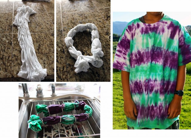 purple green striped tie dye