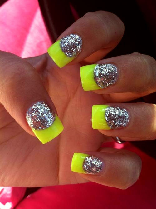 Neon-and-glitter-nails-art