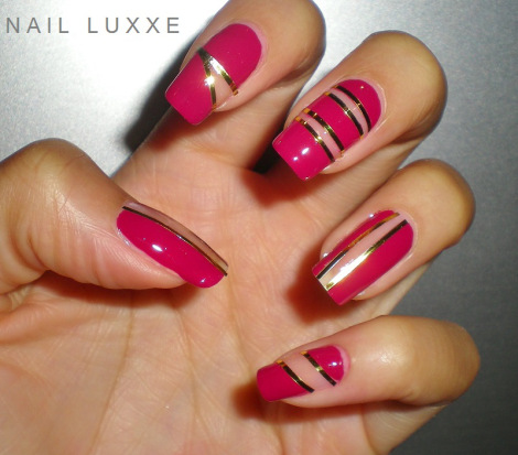 negative space nails-pink