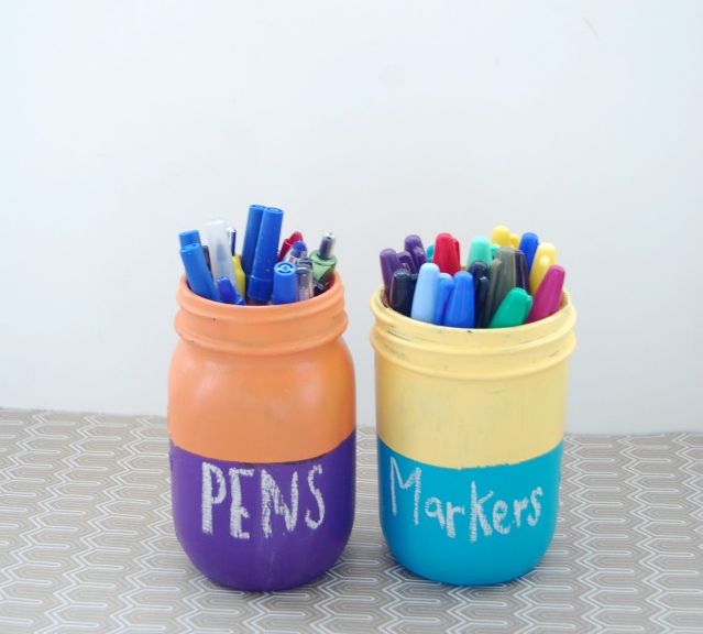 Color Block Chalkboard Jars