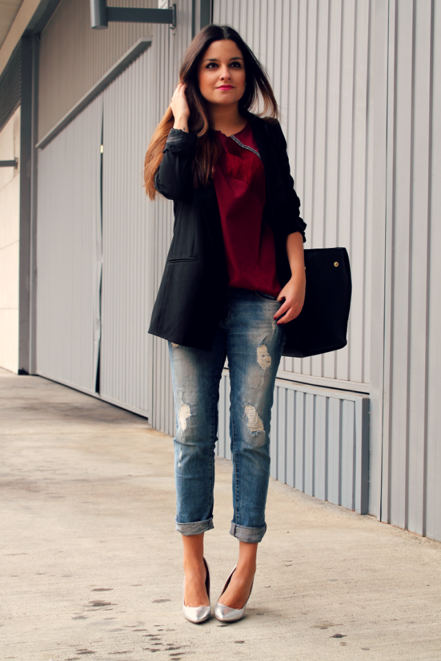 burgundy blouse