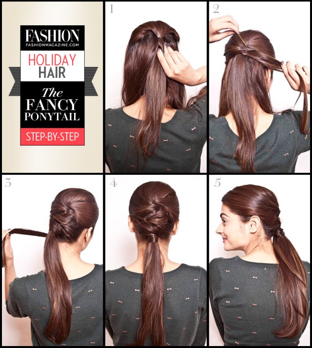 holiday hair tutorial fancy ponytail step by step