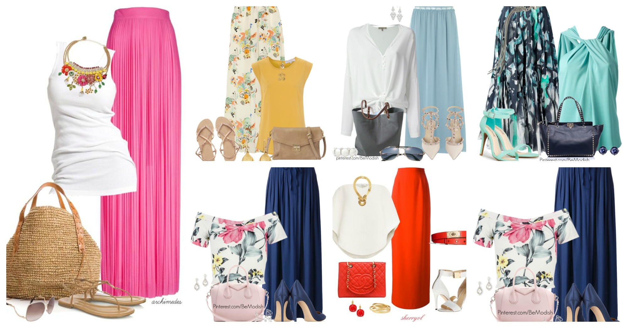 15 Polyvore Outfits with Maxi Skirts to Wear This Summer