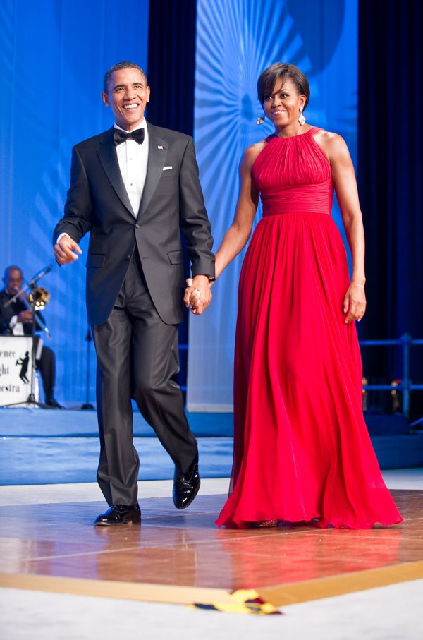 US President Barack Obama and his wife Michelle arrive at the annual Congressional Black Caucus Foundation Phoenix Awards dinner in Washington September 18, 2010. AFP PHOTO/Nicholas KAMM (Photo credit should read NICHOLAS KAMM/AFP/Getty Images)