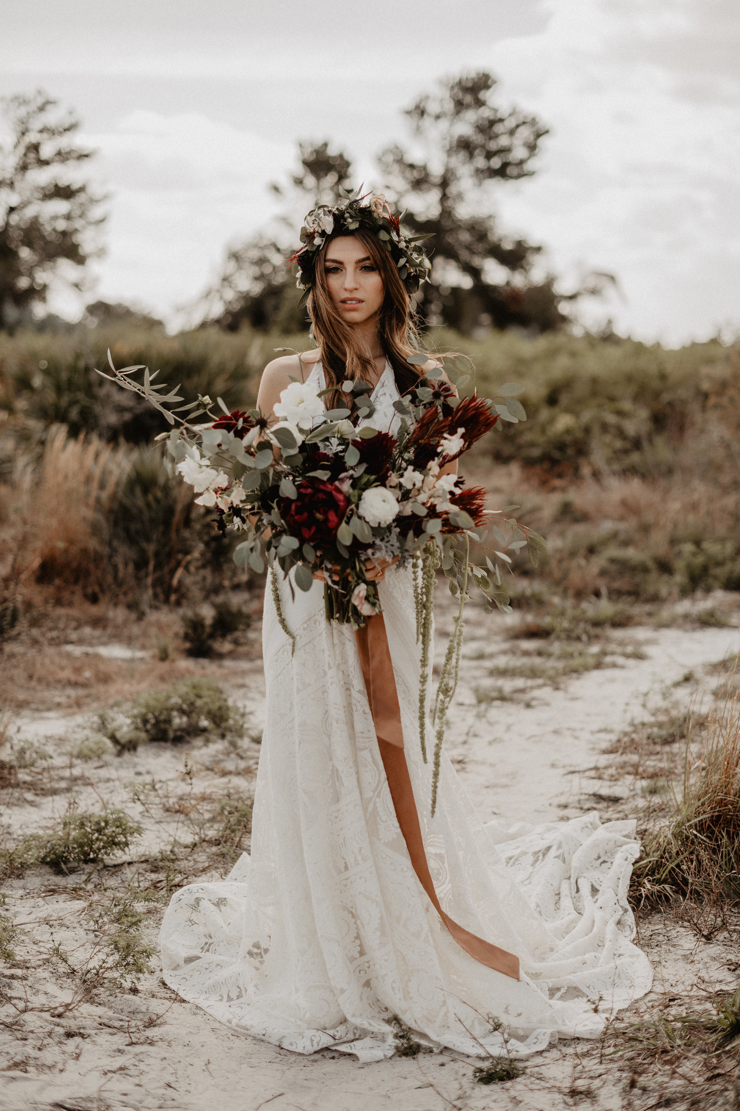 Flowy boho wedding dress